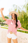 Vertical Horizon Striped Top In Coral