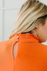 Victoria Lace Mock Neck Top In Orange