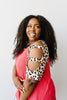 Waffle Knit Leopard Ladder Sleeve Top