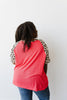 Waffle Knit Leopard Ladder Sleeve Top
