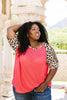 Waffle Knit Leopard Ladder Sleeve Top