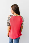 Waffle Knit Leopard Ladder Sleeve Top